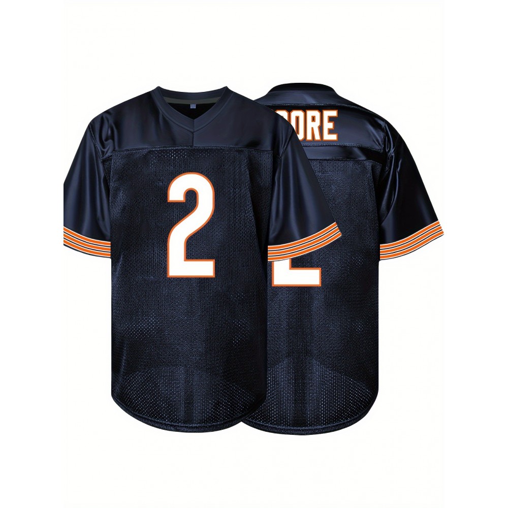 Men's Black # 2 American Football Jacket With Loose Embroidered Sports, Fashionable, Casual, Street Breathable Rugby Top Men's Black # 2 American Football Jacket With Loose Embroidered Sports, Fashionable, Casual, Street Breathable Rugby Top