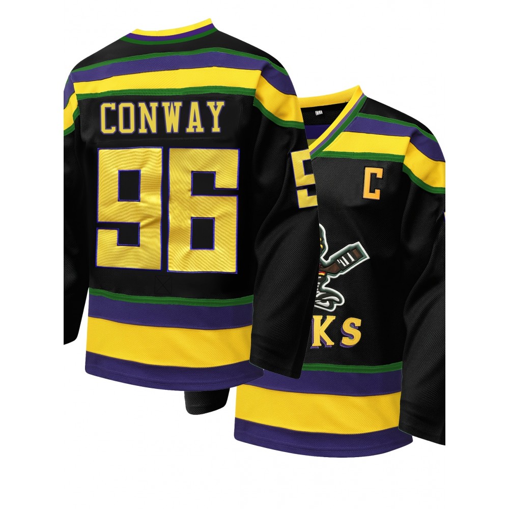 Men's #96 Black Ice Hockey Jersey - Breathable, Embroidered Long Sleeve V-Neck Sweatshirt for Sports & Casual Wear Men's #96 Black Ice Hockey Jersey - Breathable, Embroidered Long Sleeve V-Neck Sweatshirt for Sports & Casual Wear