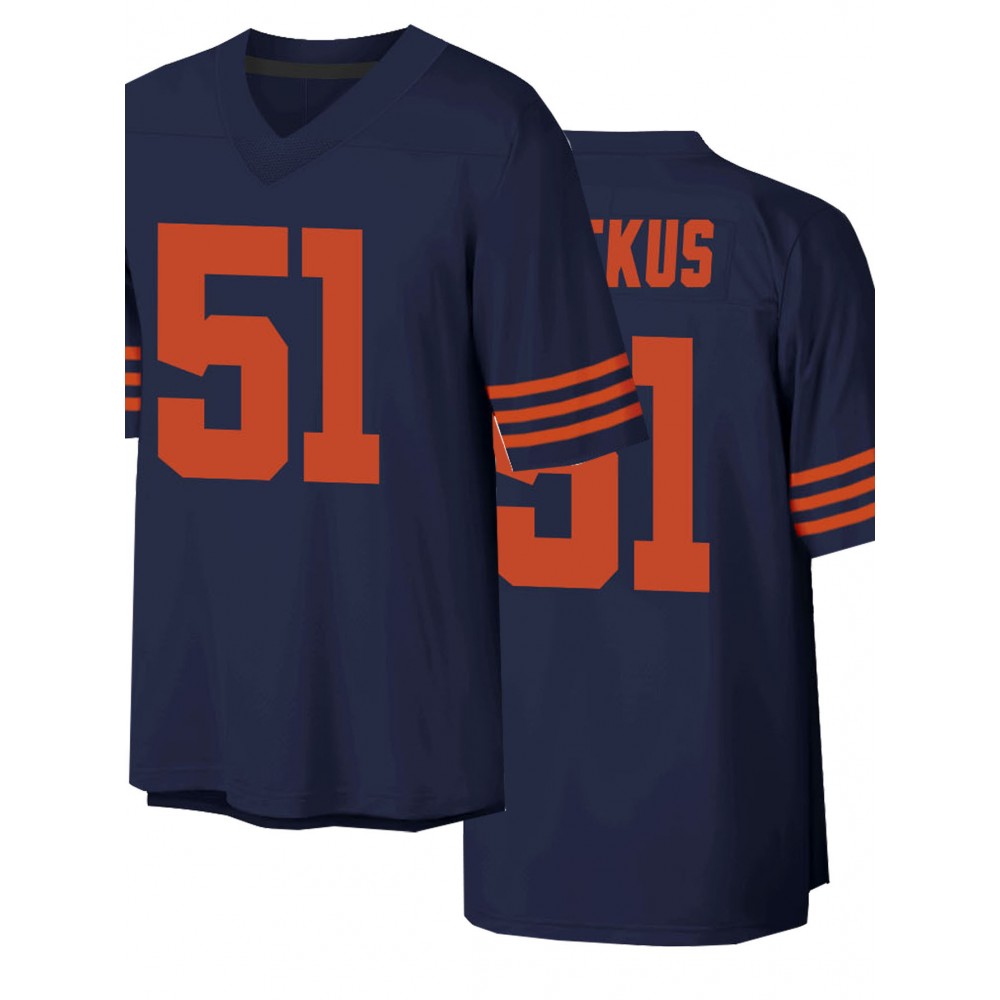 Men'S Dark Blue #51Breathable Rugby Jersey, Sports V-Neck Short Sleeved Uniform for Training And Matches, Embroidered American Football Shirt Men'S Dark Blue #51Breathable Rugby Jersey, Sports V-Neck Short Sleeved Uniform for Training And Matches, Embroidered American Football Shirt