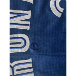 Men's Royal Blue Toronto #27 Baseball Shirt - Breathable Loose Fit V-Neck Embroidered Jersey, Button-Up Casual Sportswear for Outdoor Activities, Running & Daily Wear, All-Season Comfort, Sports Apparel, Sporty Design, Embroidered Detailing