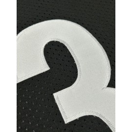 Men's Black #3 Embroidered American Football Jersey - Loose Fit Breathable V-Neck Rugby Top with Yellow Accents, All-Season Casual Streetwear for Sports & Outdoor Activities, Durable Sportswear