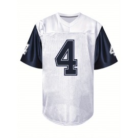 Men's White #4 American Football Jersey - Breathable Loose Fit V-Neck with Embroidered SCOTT Name & Number, All-Season Casual Streetwear for Sports, Outdoor Activities & Daily Wear