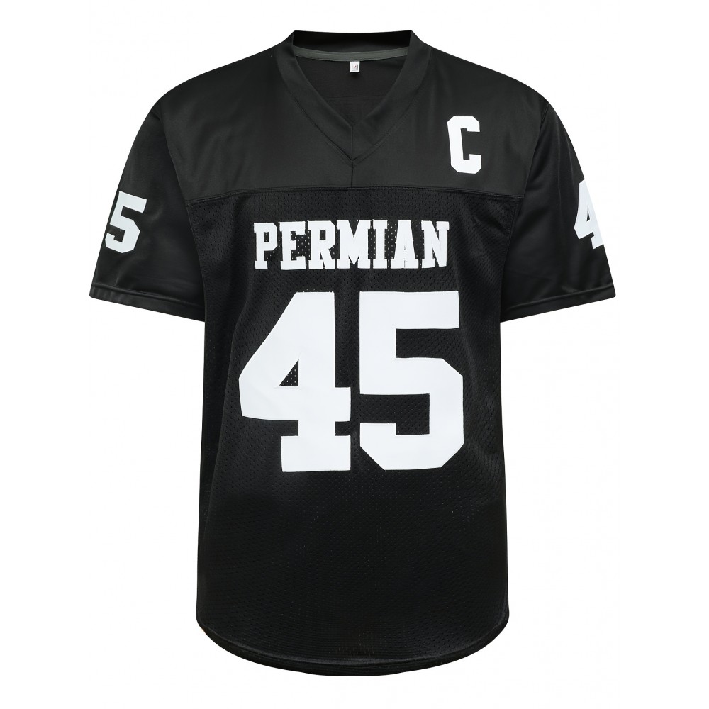 Men'S Black # 45 Breathable Rugby Jersey, Sports V-neck Short Sleeved Uniform For Training And Matches, Embroidered American Football Shirt Men'S Black # 45 Breathable Rugby Jersey, Sports V-neck Short Sleeved Uniform For Training And Matches, Embroidered American Football Shirt