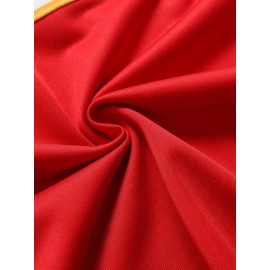 Men's Red #15 American Football Jersey - Loose Fit Breathable V-Neck Embroidered Sportswear, All-Season Casual Streetwear Top for Outdoor Activities & Sports, Football Clothes, Durable Sportswear