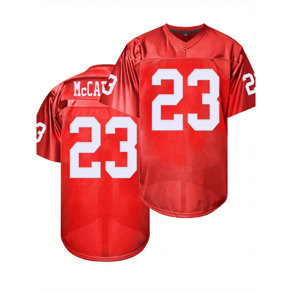 Men's Red #23 Breathable Rugby Shirt - Embroidered American Football Jersey, V-Neck Short Sleeve Loose Fit Training & Match Uniform for Sports, Outdoor Activities, All-Season Wear, Rugby Jersey, Embroidered Detailing Men's Red #23 Breathable Rugby Shirt - Embroidered American Football Jersey, V-Neck Short Sleeve Loose Fit Training & Match Uniform for Sports, Outdoor Activities, All-Season Wear, Rugby Jersey, Embroidered Detailing
