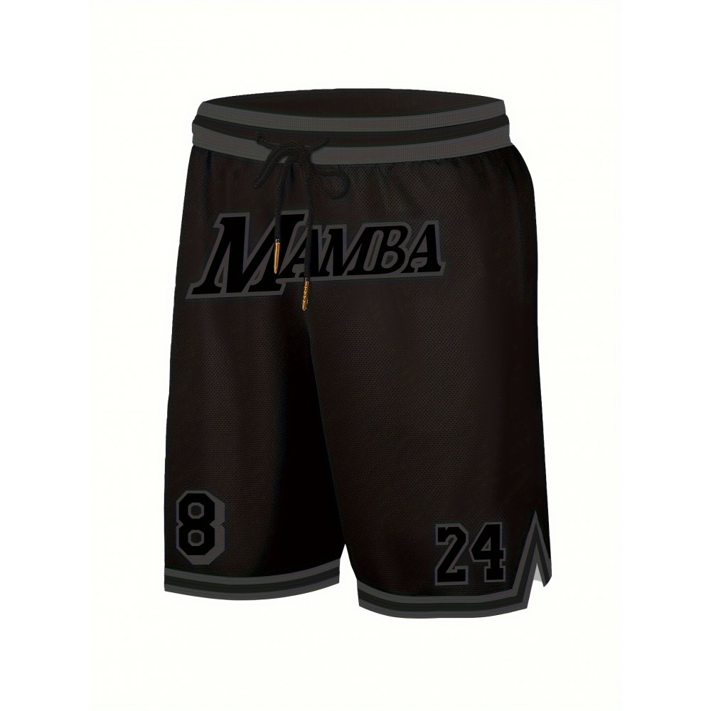 Men's black gray # 8-24 basketball shorts, classic letter embroidery design, button style short sleeved breathable shirt, suitable for training and competition