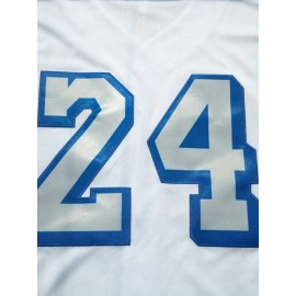 Men'S White # 24 Baseball Shirt, Classic Letter Embroidery Design, Button Style Short Sleeved Breathable Shirt, for Training And Competition Use