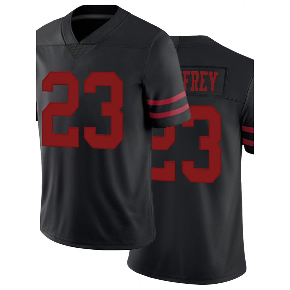 Men's Black #23 American Football Jersey - Breathable Loose Fit V-Neck with Embroidered FREY Lettering, All-Season Casual Streetwear for Sports & Outdoor Activities, Comfortable Fit Men's Black #23 American Football Jersey - Breathable Loose Fit V-Neck with Embroidered FREY Lettering, All-Season Casual Streetwear for Sports & Outdoor Activities, Comfortable Fit