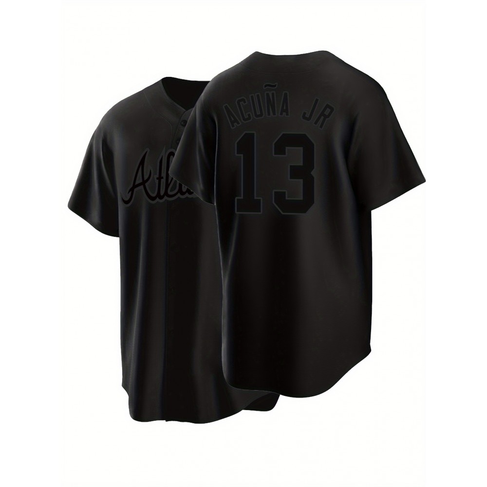 Men'S Black #13 Baseball Shirt, Loose Embroidered Sports, Fashionable And Casual, Street Breathable Men'S Black #13 Baseball Shirt, Loose Embroidered Sports, Fashionable And Casual, Street Breathable