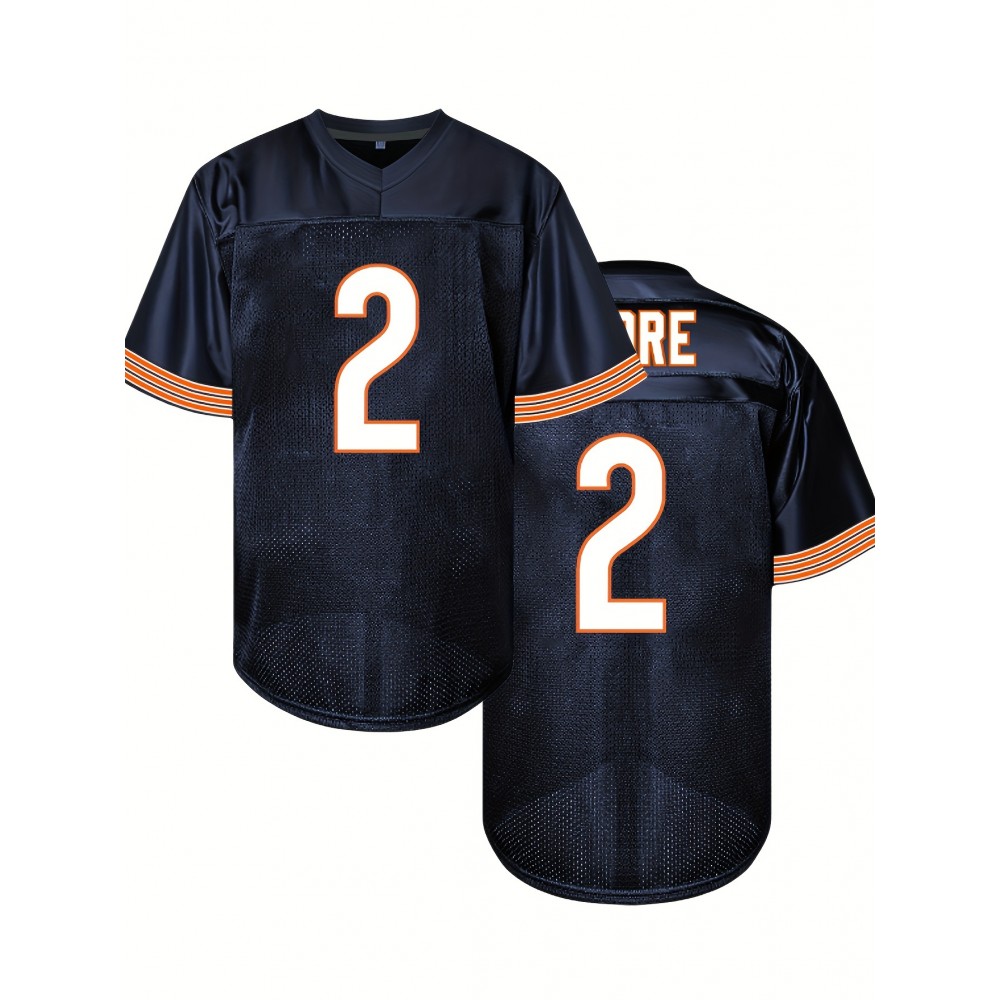 SheLucki Men'S Deep Blue #2 American Football Jersey, Loose Fit, Breathable Polyester, V-Neck, Embroidered Sports Top, Casual Streetwear for All Seasons SheLucki Men'S Deep Blue #2 American Football Jersey, Loose Fit, Breathable Polyester, V-Neck, Embroidered Sports Top, Casual Streetwear for All Seasons