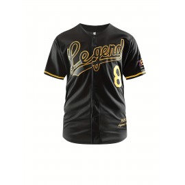 Men's Short Sleeve V-neck Baseball Jersey With Letter And Number Embroidered For Training And Competition