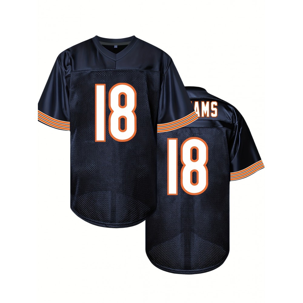 Men's #18 Embroidered Black American Football Jersey - Breathable, Casual Streetwear Rugby Top for All Seasons Men's #18 Embroidered Black American Football Jersey - Breathable, Casual Streetwear Rugby Top for All Seasons