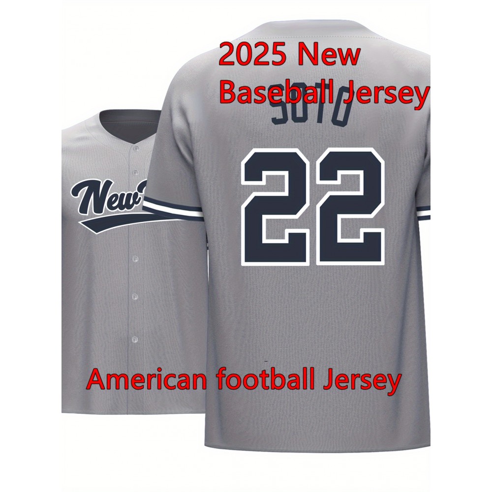 Men's Grey #22 Baseball Jersey - Loose Fit V-Neck Embroidered Sports Shirt, Breathable Button-Up Top for Casual Streetwear, Outdoor Activities & All-Season Wear (Adults & Teens) Men's Grey #22 Baseball Jersey - Loose Fit V-Neck Embroidered Sports Shirt, Breathable Button-Up Top for Casual Streetwear, Outdoor Activities & All-Season Wear (Adults & Teens)