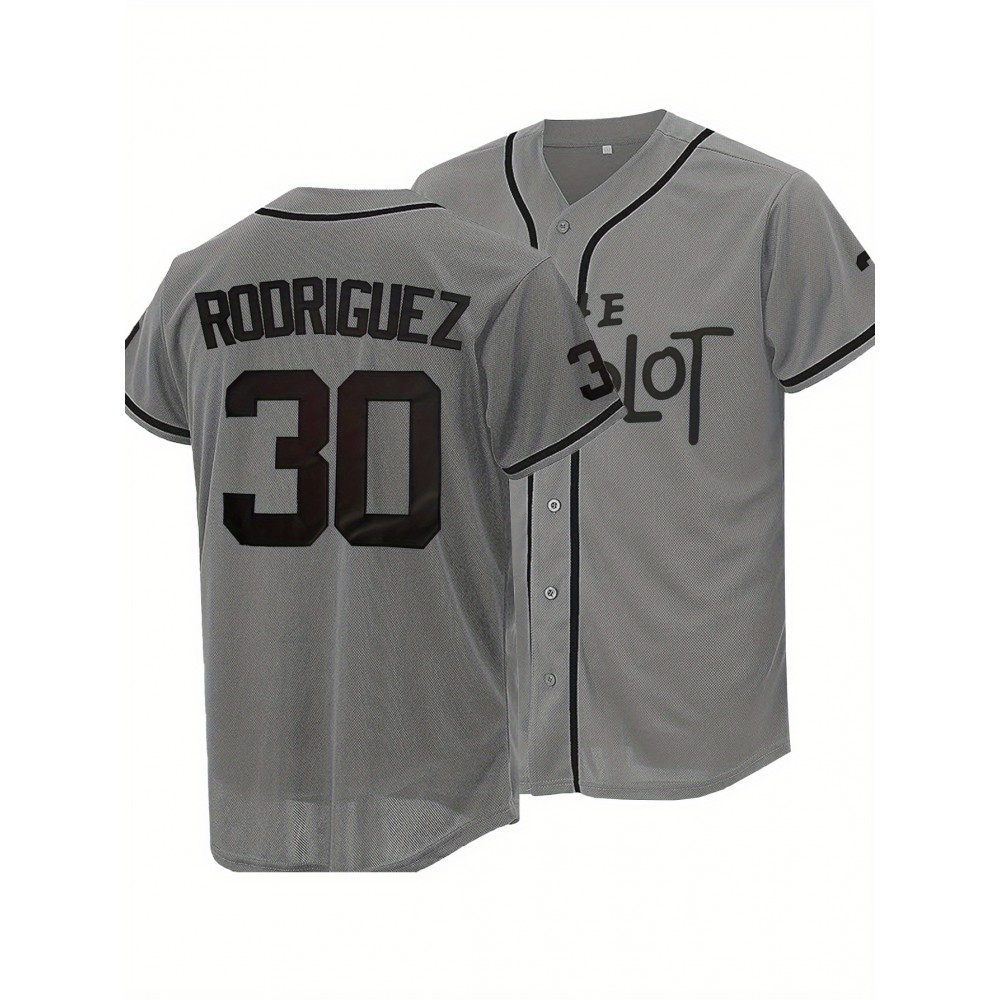 Men'S Gray # 30 Baseball Shirt with Loose Embroidery for Sports, Fashion, And Leisure, Breathable on The Street Men'S Gray # 30 Baseball Shirt with Loose Embroidery for Sports, Fashion, And Leisure, Breathable on The Street