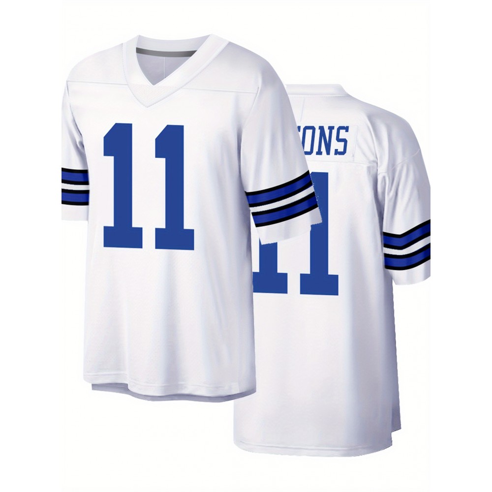 Men'S White # 11 American Football Jersey Casual Loose Letter Embroidered Sports Style, Fashionable Street Breathable Football Jersey Men'S White # 11 American Football Jersey Casual Loose Letter Embroidered Sports Style, Fashionable Street Breathable Football Jersey