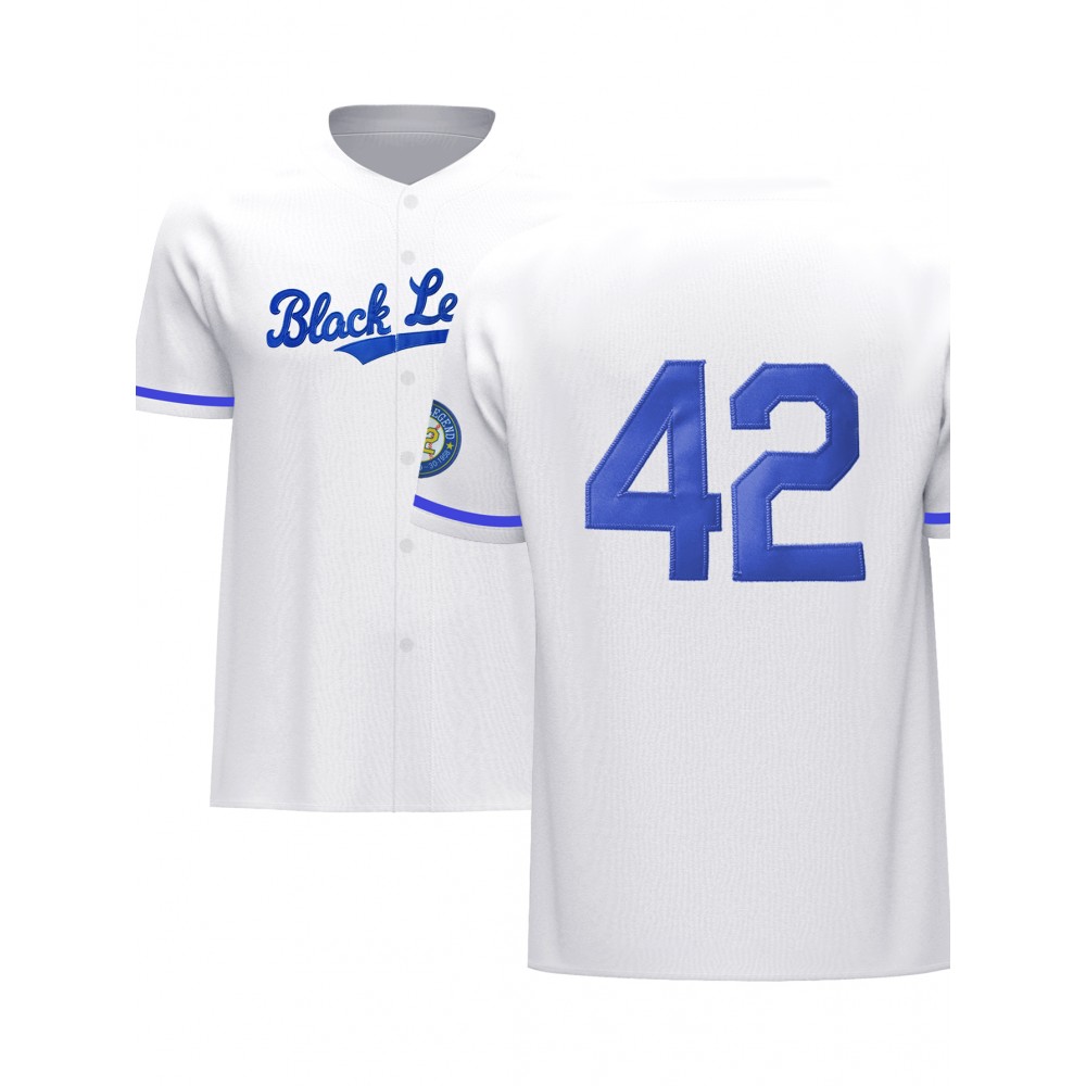 Men'S White # 42 Baseball Shirt, Loose Embroidered Sports, Fashionable And Casual, Street Breathable Men'S White # 42 Baseball Shirt, Loose Embroidered Sports, Fashionable And Casual, Street Breathable