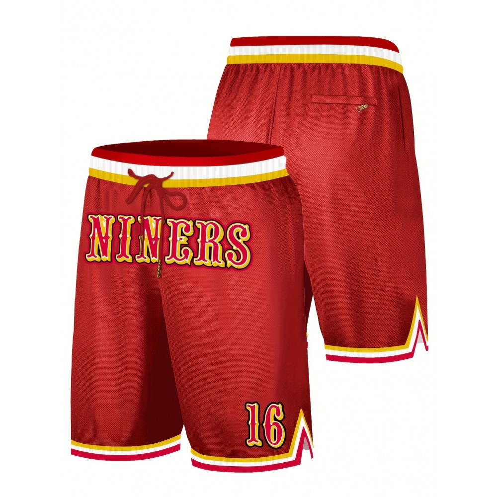Men's Red # 16 Rugby Shorts, Classic Letter Embroidery Design, Breathable Button style Short Sleeve Shirt, Suitable for Training and Competition Men's Red # 16 Rugby Shorts, Classic Letter Embroidery Design, Breathable Button style Short Sleeve Shirt, Suitable for Training and Competition