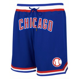 Men's Colorful Blue # Basketball Shorts, Classic Letter Embroidery Design, Button Style Short Sleeved Breathable Shirt, Suitable for Training And Competition