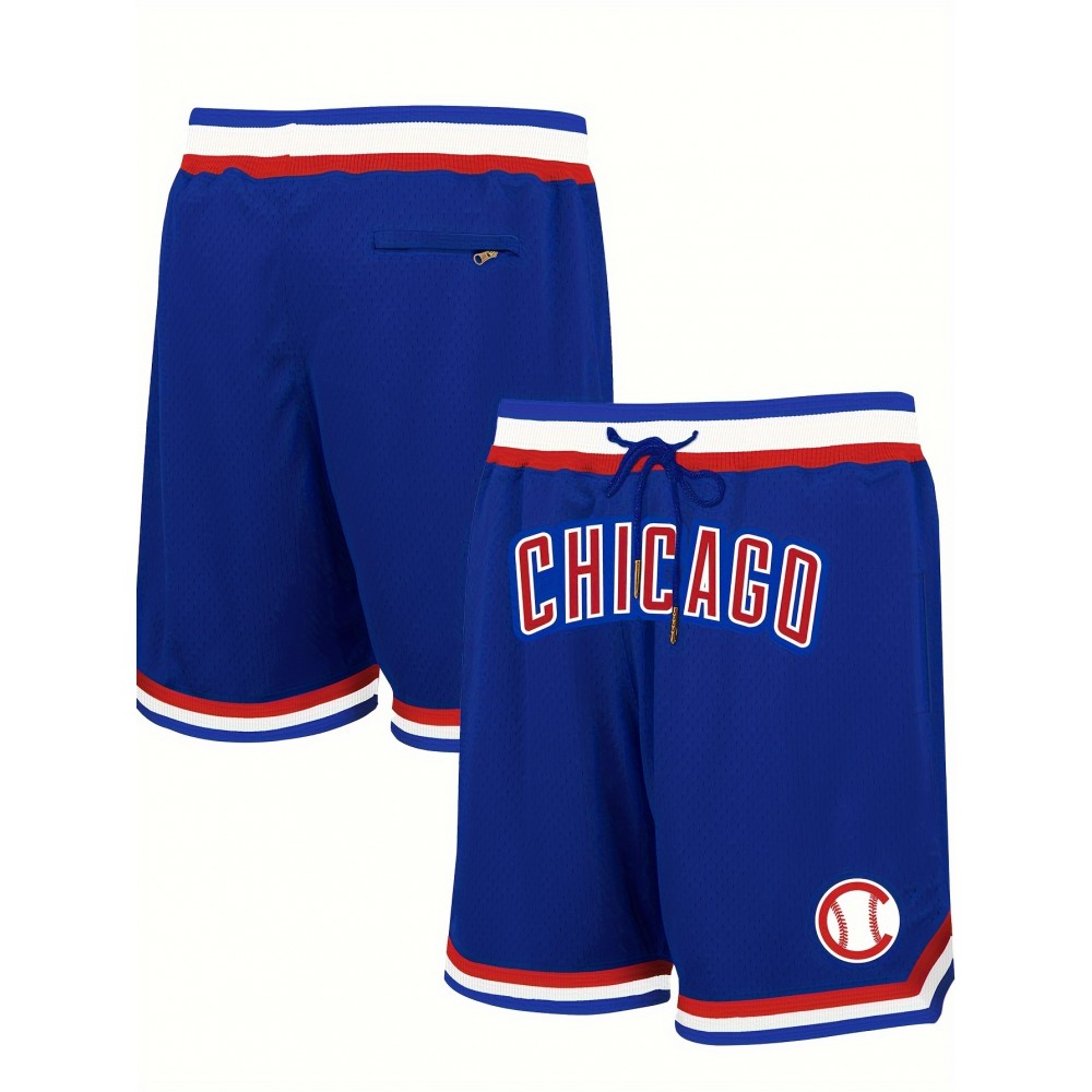 Men's Colorful Blue # Basketball Shorts, Classic Letter Embroidery Design, Button Style Short Sleeved Breathable Shirt, Suitable for Training And Competition Men's Colorful Blue # Basketball Shorts, Classic Letter Embroidery Design, Button Style Short Sleeved Breathable Shirt, Suitable for Training And Competition