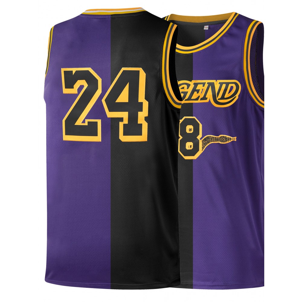 Men's Black & Purple Basketball Jersey #8-24 - Retro Embroidered Men's Black & Purple Basketball Jersey #8-24 - Retro Embroidered