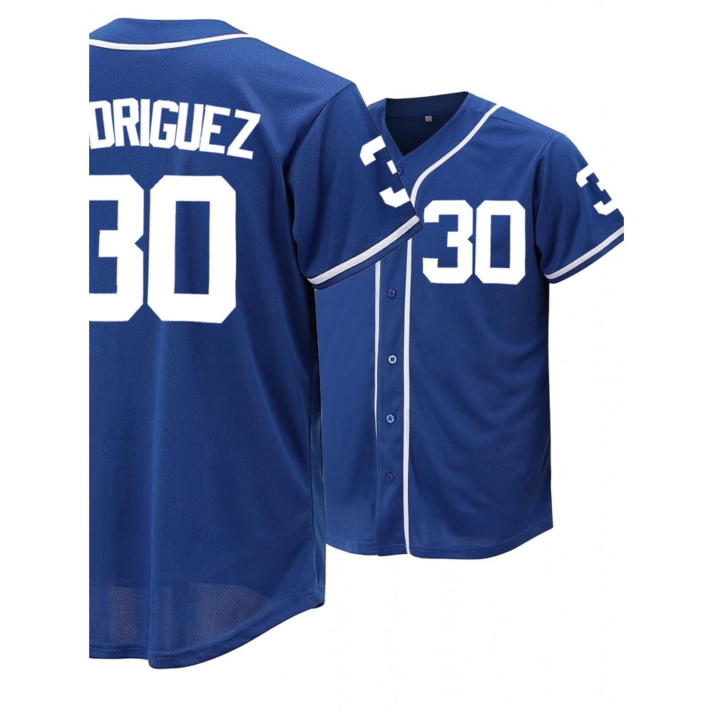 Men's #30 Blue Baseball Jersey - Classic Design, Breathable Button-Up Short Sleeve Shirt for Training & Games, V-Neck, Loose Fit, Polyester, Machine Washable, Game Day Attire | Sports Top | Lightweight Polyester, SHLUCKI Men's #30 Blue Baseball Jersey - Classic Design, Breathable Button-Up Short Sleeve Shirt for Training & Games, V-Neck, Loose Fit, Polyester, Machine Washable, Game Day Attire | Sports Top | Lightweight Polyester, SHLUCKI