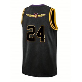Men'S Black Snake Skin Basketball Suit # 24 Classic Retro Embroidered Letter Sleeveless Sweat wicking Breathable Tank Top Basketball Suit