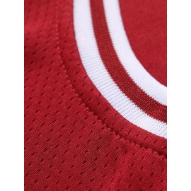 Men'S #33 Red Basketball Jersey, Classic Retro Embroidered Letters, Sleeveless Moisture-Wicking Breathable Vest, Round Neck, Casual Athletic Wear for Training, Running, Outdoor Activities & Team Sport