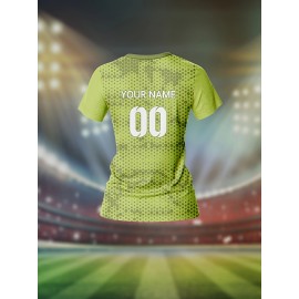 Customized Women's V-Neck Football Jersey - Personalized Name & Number, Breathable Polyester, Quick-Dry, Lime Green with Red Accents, Ideal for Team Training & Sports Fitness, Athletic Jersey | Personalized Sports Top | Lightweight Athletic Wear