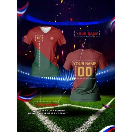 Custom Name and Number Women'S V-Neck Football Jersey Team Training Sportswear Comfortable Breathable Quick-Dry Casual Wear