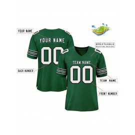Custom Football Jersey - Personalized Team & Number, Breathable Sweat-Wicking Fabric, V-Neck Design for Men & Women, Plus Size Sports Training T-Shirt for Summer, Football Jersey, Sports Fan Apparel, Sporty Aesthetic, Comfortable Fit