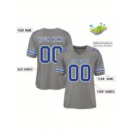 Custom Football Jersey - Personalized Team & Number, Breathable Sweat-Wicking Fabric, V-Neck Design for Men & Women, Plus Size Sports Training T-Shirt for Summer, Football Jersey, Sports Fan Apparel, Sporty Aesthetic, Comfortable Fit