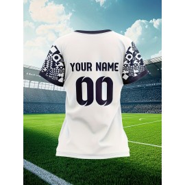 Customizable Plus Size Football Jersey for Women - Personalized Name & Number, Vibrant Soccer Graphic, Soft & Comfortable Fabric, Perfect for Training & Sports Activities, Soccer Accessories