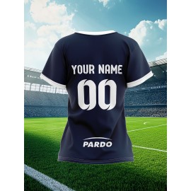 Customizable Plus Size Football Jersey for Women - Personalized Name & Number, Vibrant Soccer Graphic, Soft & Comfortable Fabric, Perfect for Training & Sports Activities, Soccer Accessories