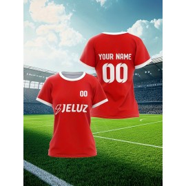 Customizable Plus Size Football Jersey for Women - Personalized Name & Number, Vibrant Soccer Graphic, Soft & Comfortable Fabric, Perfect for Training & Sports Activities, Soccer Accessories