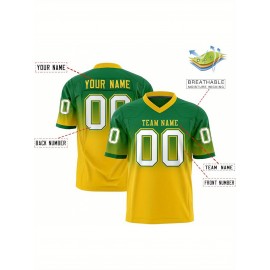 Customizable Plus Size Women'S Football Jersey - Personalized Name & Number, V-Neck Short Sleeve, Black & Neon Green with White Stripes & Logo, Breathable Summer Sports Training Uniform for Outdoor Competition