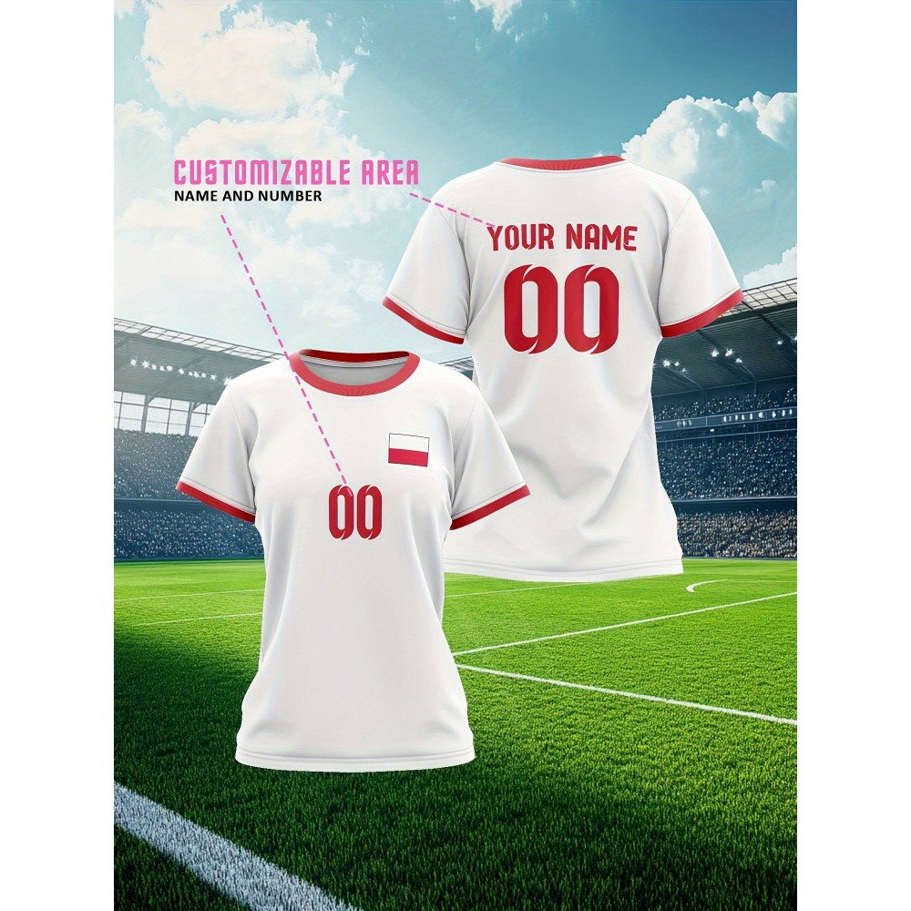 Customizable Women's Plus-Size Football & Baseball Jerseys - Personalized Team Name & Number, Soft Breathable Fabric, Round Neck Summer Sports Casual Wear, Outdoor Team Uniforms Customizable Women's Plus-Size Football & Baseball Jerseys - Personalized Team Name & Number, Soft Breathable Fabric, Round Neck Summer Sports Casual Wear, Outdoor Team Uniforms