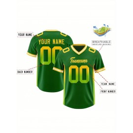 Customizable Plus Size Football Jersey - Personalized Name & Number, Vibrant Orange & Blue Gradient Design, V-Neck Short Sleeve, Breathable Summer Sports Shirt for Women, Football Jersey, Athletic Wear, Sporty Look, Comfortable Fit