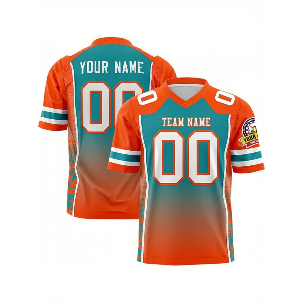 Customizable Plus Size Football Jersey - Personalized Name & Number, V-Neck, Loose Fit, Navy Blue with White & Orange Accents, Summer Sports Shirt for Men & Women, Football Jersey, Casual Sportswear, Sporty Design, Comfortable Fit Customizable Plus Size Football Jersey - Personalized Name & Number, V-Neck, Loose Fit, Navy Blue with White & Orange Accents, Summer Sports Shirt for Men & Women, Football Jersey, Casual Sportswear, Sporty Design, Comfortable Fit