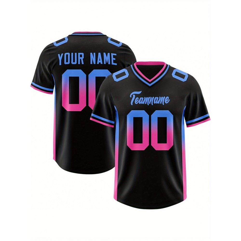 Customizable Plus Size Football Jersey - Personalized Name & Number, Vibrant Orange & Blue Gradient Design, V-Neck Short Sleeve, Breathable Summer Sports Shirt for Women, Football Jersey, Athletic Wear, Sporty Look, Comfortable Fit Customizable Plus Size Football Jersey - Personalized Name & Number, Vibrant Orange & Blue Gradient Design, V-Neck Short Sleeve, Breathable Summer Sports Shirt for Women, Football Jersey, Athletic Wear, Sporty Look, Comfortable Fit